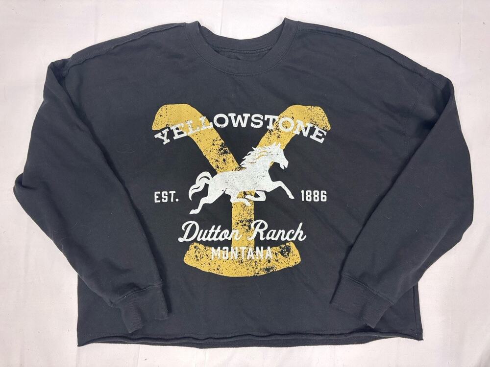 Yellowstone’s Ride For The Brand Black Cropped Sweatshirt Pullover Women’s XL